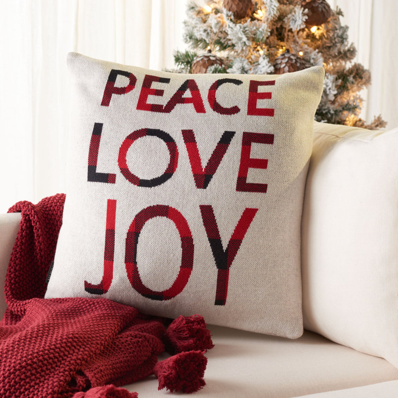 Good Tidings Red and Beige Square Pillow Set