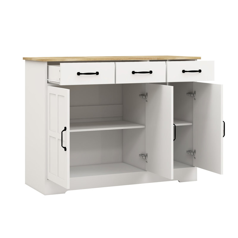 Armoire de rangement avec 3 tiroirs et 3 portes, Blanc