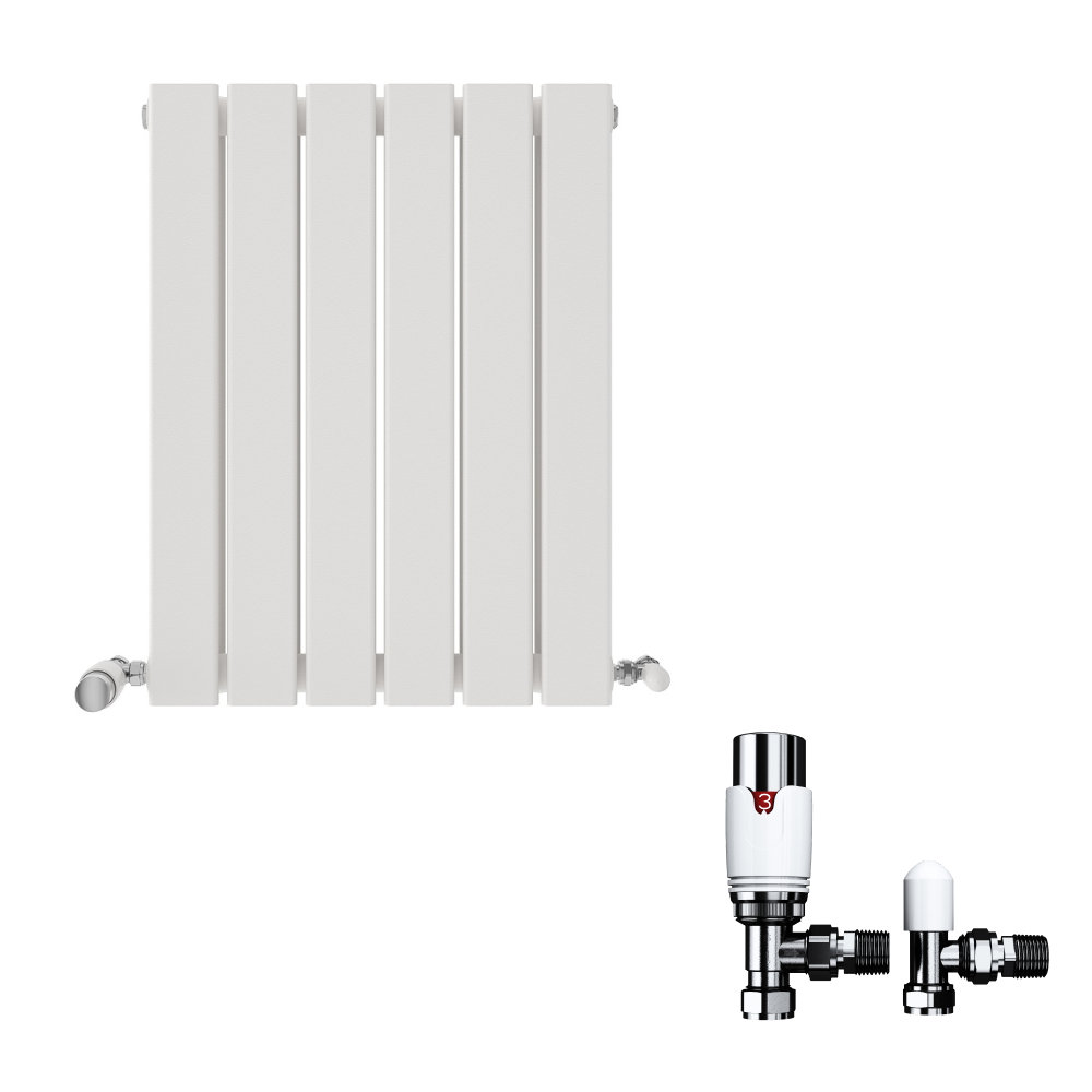 iBathUK Belgravia Horizontal Double Slim Flat Panel Radiator Angled Valve