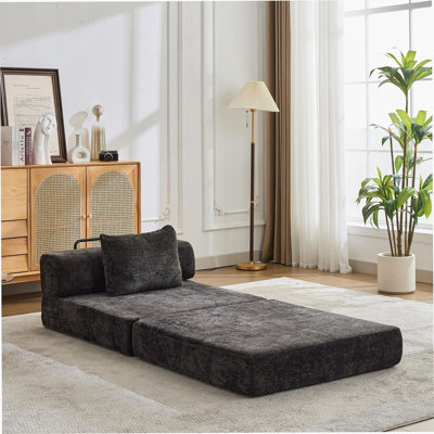 Convertible Compression Floor Sofa Bed With Fixed - Shape Frame, Single Seater Boneless Modular Sectional, No Assembly Needed, Ideal For Multiple Spaces
