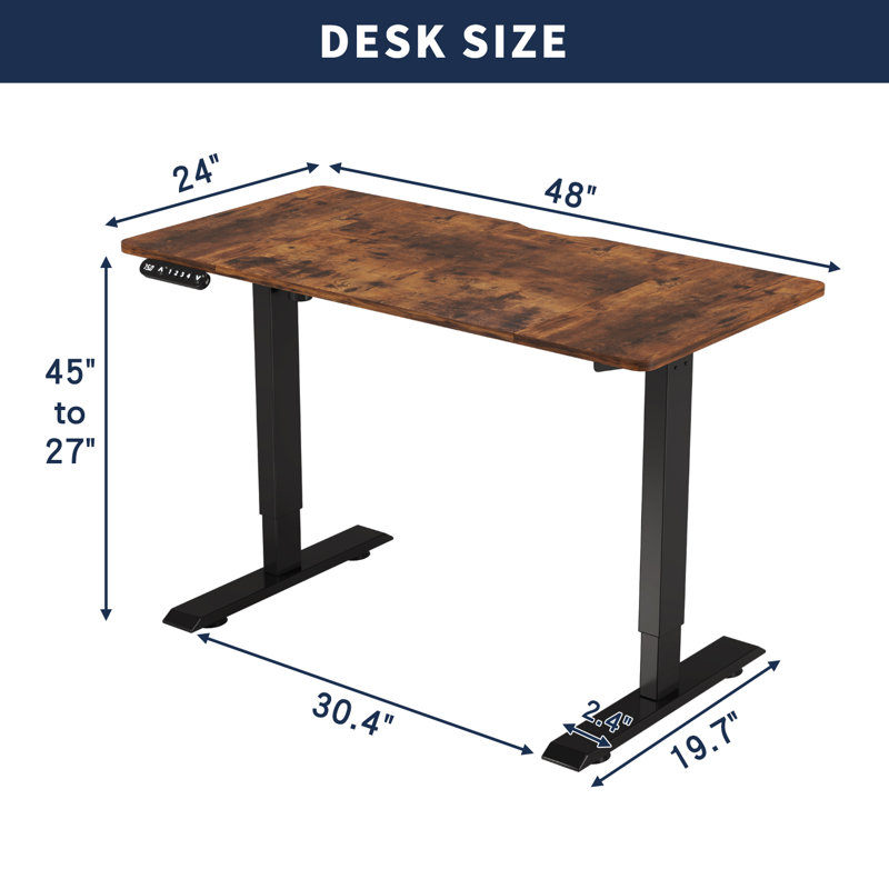 Bureau debout électrique à hauteur ajustable pour le bureau personnel et les jeux, bureau de luxe moderne relevable de 48 po