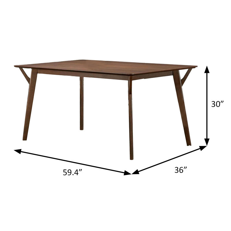 59.4" W Mid-Century Modern Dining Table, Walnut