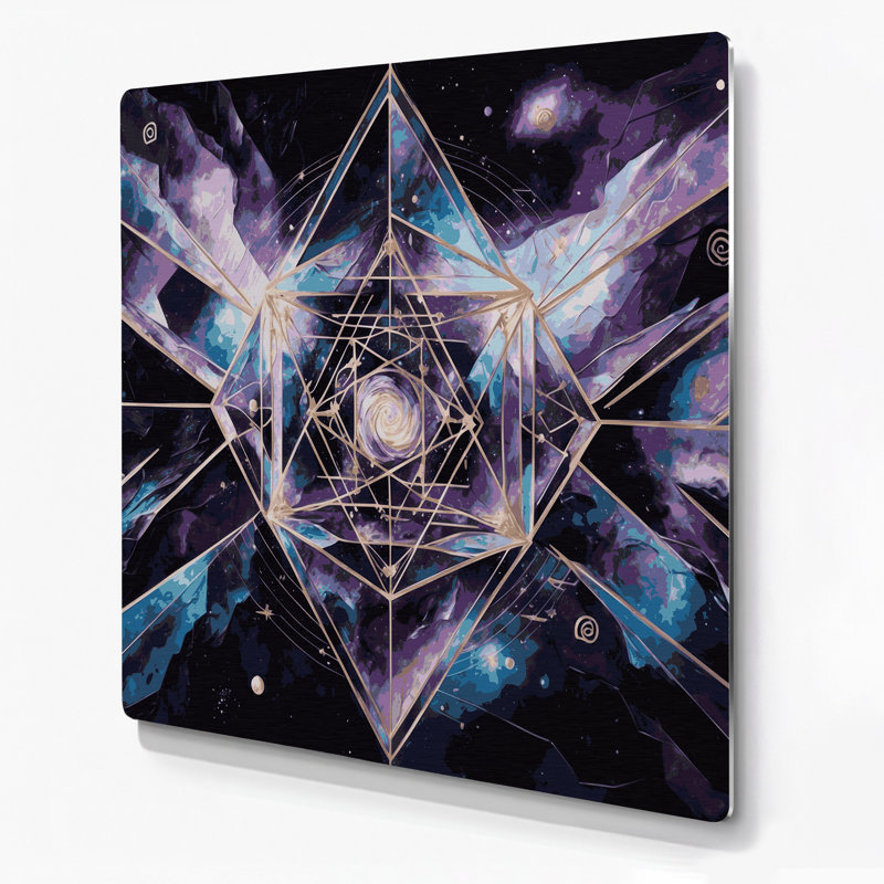 Espace, galaxie géométrique, art mural en métal mauve