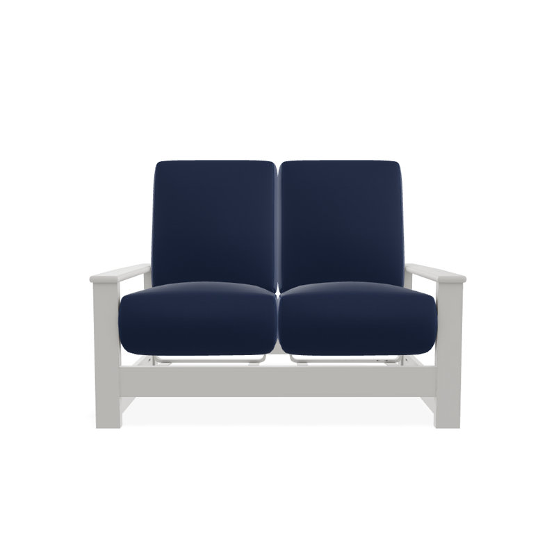 Leeward 56.5'' Wide Loveseat with Cushions, Canvas Navy Sunbrella® Canvas, Snow
