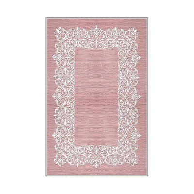 Antibacterial Woven Carpet (2.6 x 4.0 ft), 100% Polyester, 0.3 in Pile Height | Non-Slip PVC Dot Underside, 3D Digital Printing | Machine Washable, Easy Care for Living Room, Bedroom & Office