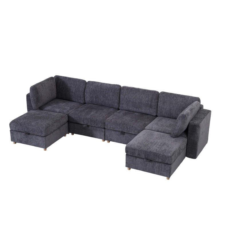 Modular Convertible Sofa with Full-Seat Storage