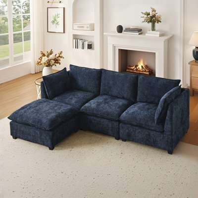 Lashanda Modular Chenille LAF RAF Sectional, Sofa Couch, 3 Seater