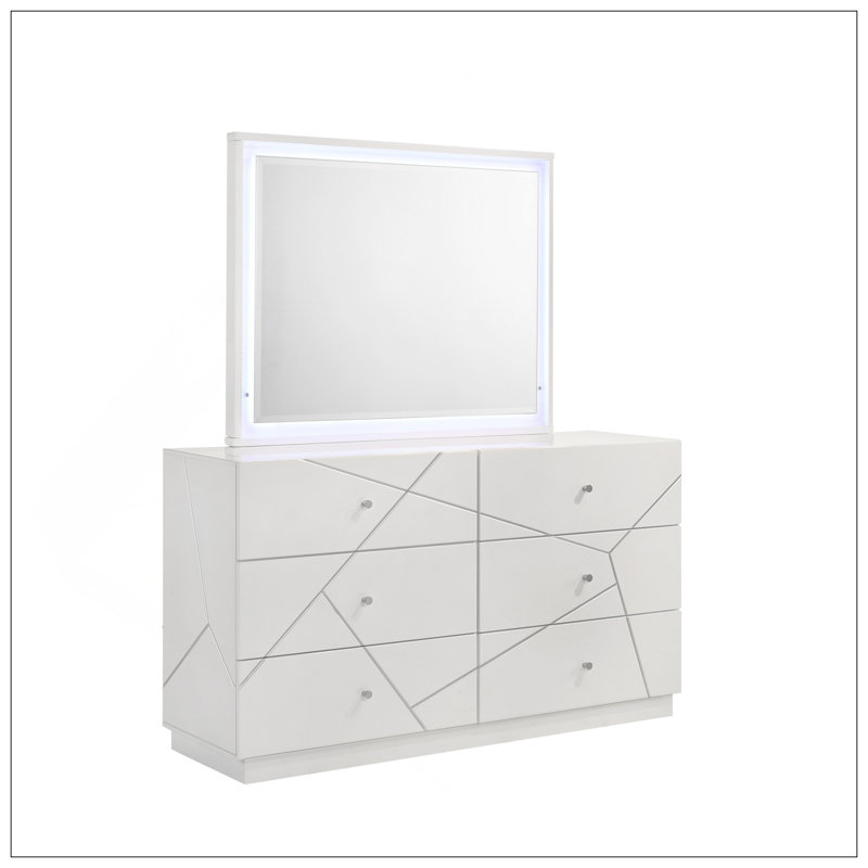 Miroir Manhattan avec cadre laqué et éclairage à DEL intégré pour un look élégant, moderne et lumineux