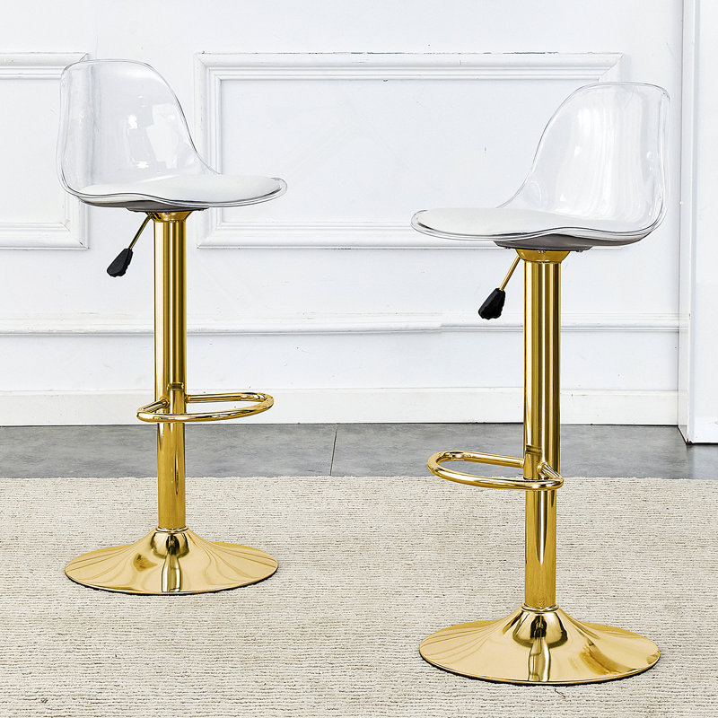 Chaises et tabourets de bar modernes et minimalistes. Peut pivoter à 360 ° et ajuster le levage. Dossier en PET et sièges en polyuréthane. Ensemble de 2. Convient aux bars, aux restaurants et aux caissiers de la réception.