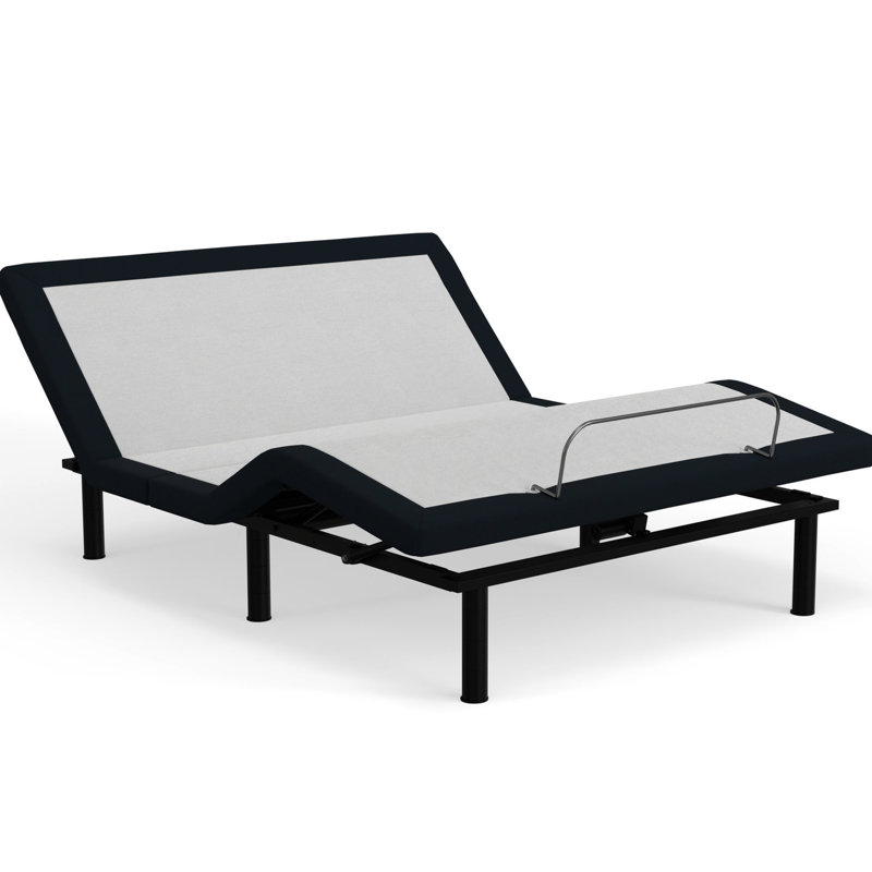 Lit pleine grandeur à base réglable avec télécommande sans fil zéro, en métal, gris pour la satisfaction de l'utilisateur, modèle 3 - caractéristique, articulations simples de la tête et des pieds, métal gris