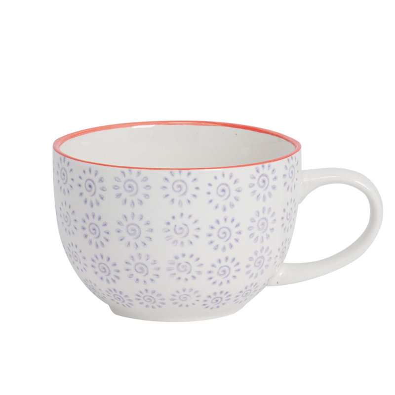 Porcelain Teacup and Saucer, Purple/Red, 6