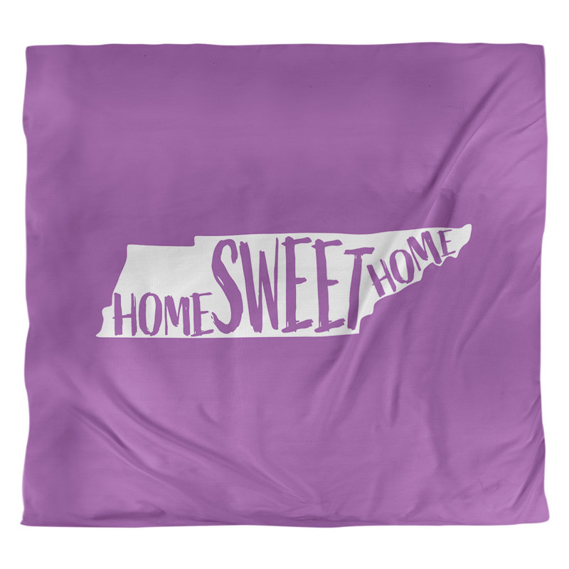 Housse de couette réversible simple Home Sweet Tennessee, Microfibre, Housse de couette pour très grand lit, Violet