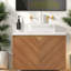 Meuble-lavabo flottant moderne et lavabo en verre, rangement en chêne brun pour les salles de bain