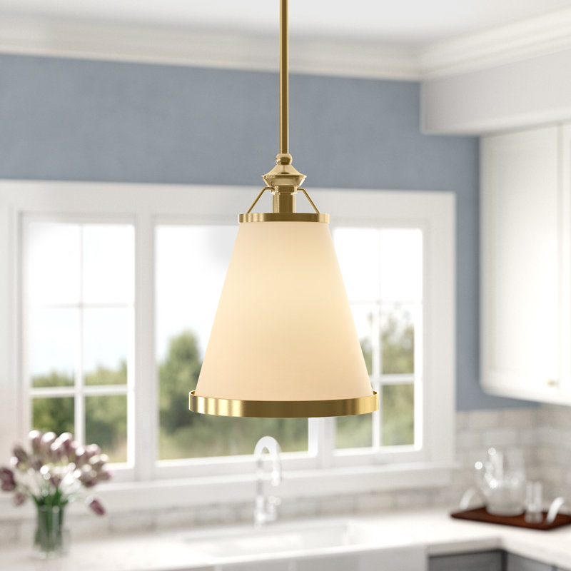 Luminaire suspendu conique à 1 lumière en laiton chaud Maldanado, Laiton chaleureux