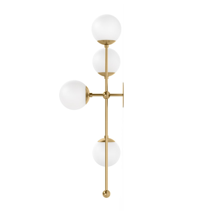Armstrong 4 - Light Armed Sconce, Opal Matte, Burnished Brass