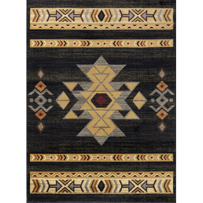 Black Southwestern Area Rug 8X10 Ft.