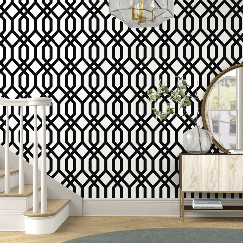 Catone Peel & Stick Geometric Roll, Black/White