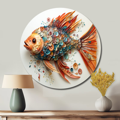 Pêche à la baleine de couleurs II - art rond en métal