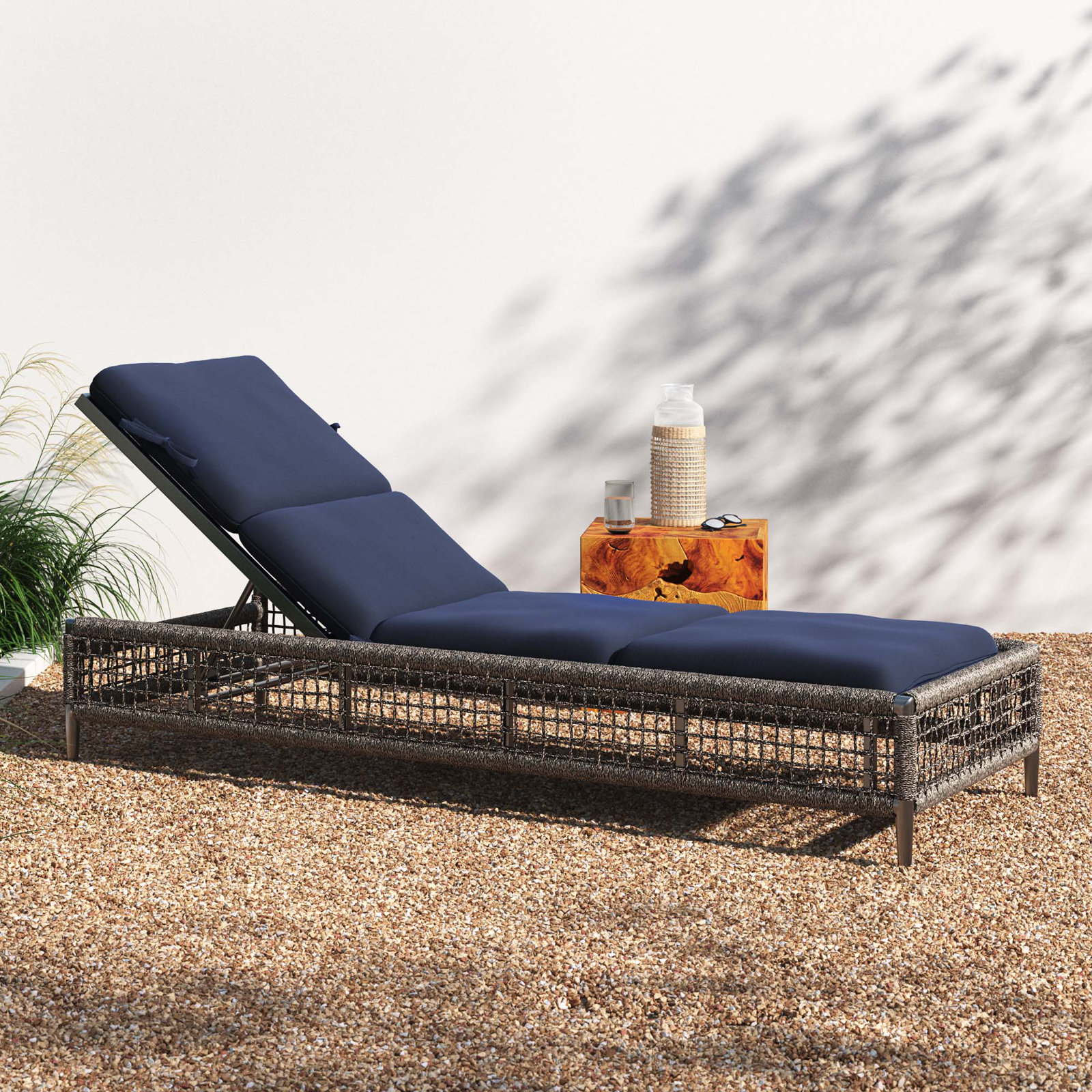 Marlowe Sunbrella® 1-Piece Outdoor Chaise Cushion, Canvas Navy Sunbrella® Canvas
