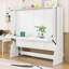Lit escamotable double avec bureau et tablettes de rangement