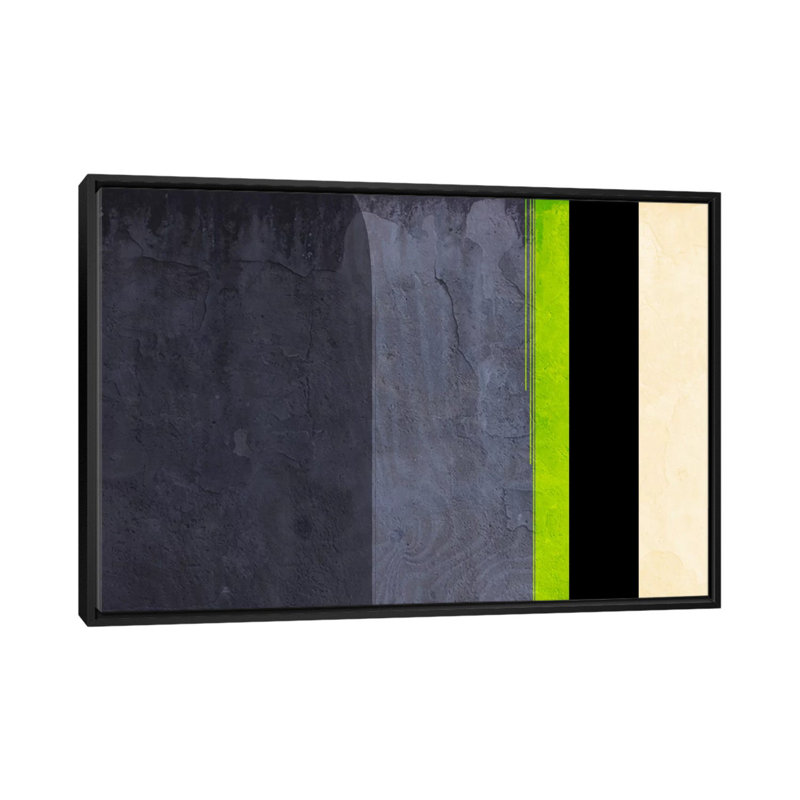 «Honeydew Slate Striped», impression sur toile, H 40 po x l 60 po x P 1,5 po, Toile avec cadre noir, Pas de tapis