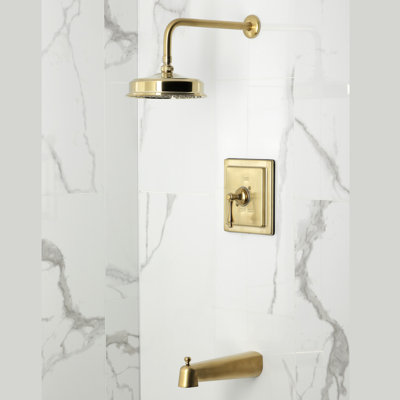 Robinet de baignoire et douche à pression équilibrée à poignée simple Kingston Brass Revival
