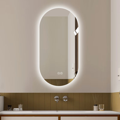 Miroir de salle de bain 48 po x 24 po à fixation murale avec écran tactile et brouillard avec trois options d'éclairage: blanc 6 000 K, naturel 4 000 K, 3 000 K chaud, contrôle de la luminosité, verre brisé, argent 5 mm