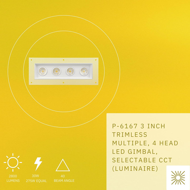 Luminaire à cardan à 3 têtes 30 W 3 2800 lumens et 3cc Perlglow, Noir