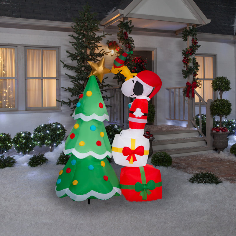 Lumière de Noël Airblown-Snoopy avec arbre de décoration Woodstock MD-Scène d'arachides