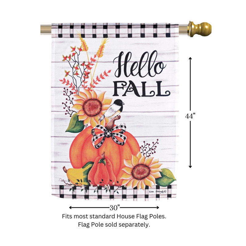 Drapeau «Hello», citrouille d'automne, H 44 po x l 30 po