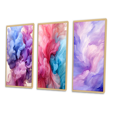 " Liquid Purity Ink Wave Abstract In Purple Shades " 3 - Pieces