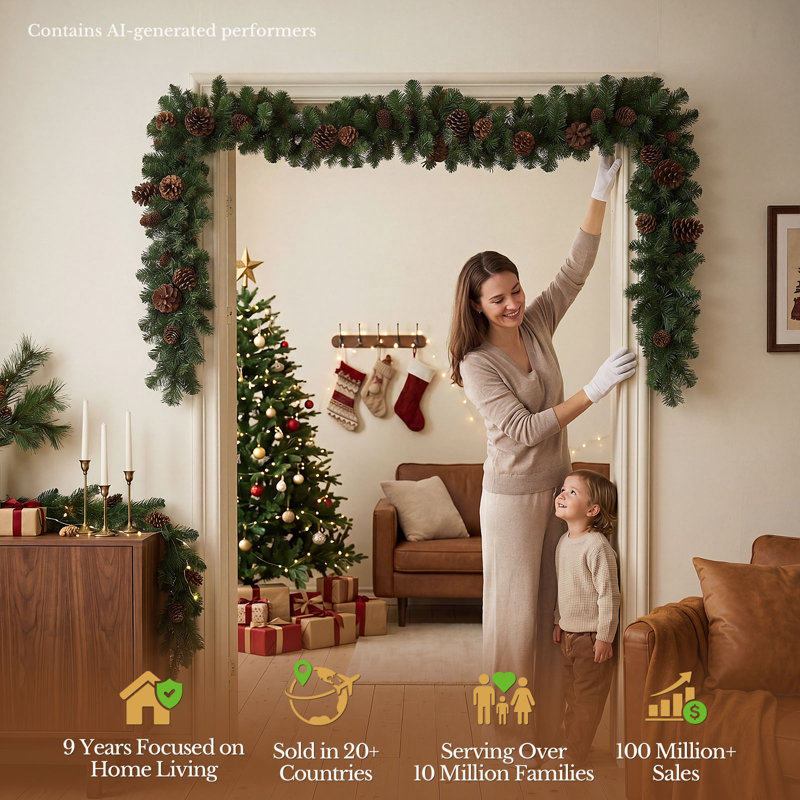  180cm Artificial Christmas Garland with Pinecones