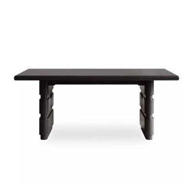 Rectangular Black Dining Table Made of Solid Wood in French Retro Style