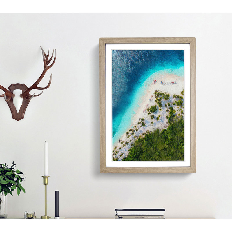 Beach In Caracas Venezuela - Single Picture Frame Painting, 63cm H x 45cm W x 2cm D, Oak Framed