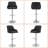 Set of 4 Bar Stools Adjustable Swivel Faux Leather Bar Chairs, Upholstered Counter Height with High Backrest Stool for Kitchen Island, Black-2037790066