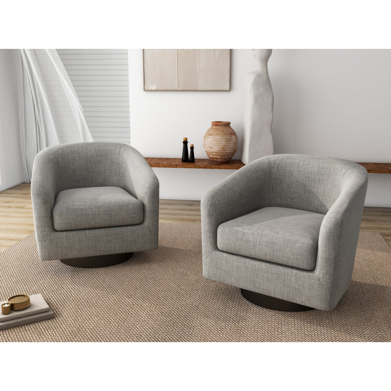 Bennett 73.1Cm Wide Swivel Barrel Chair, Light Grey Polyester Blend