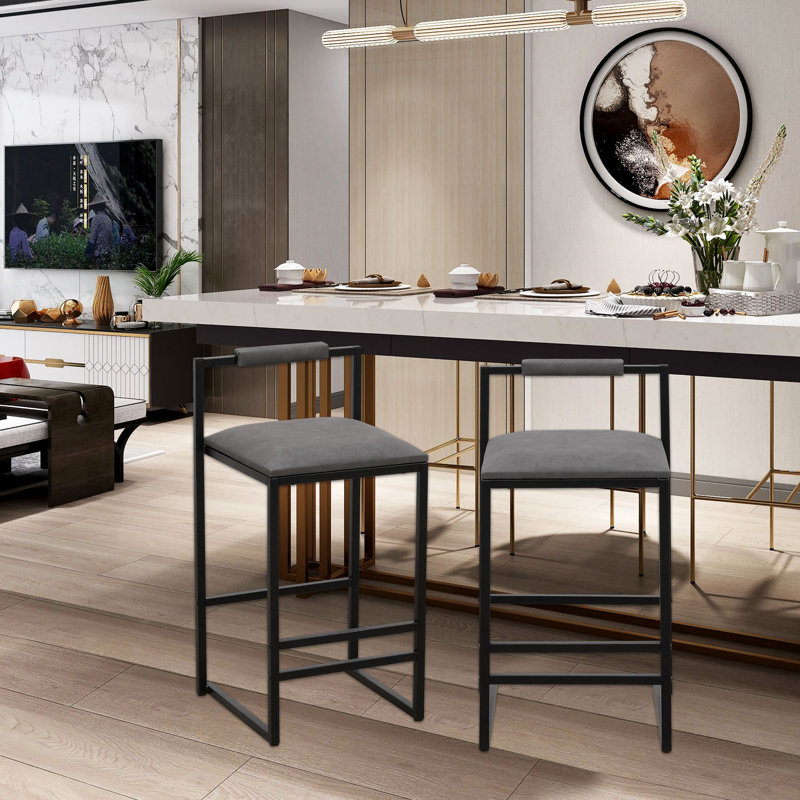 Tabouret de comptoir 26 po Gilleod, gris