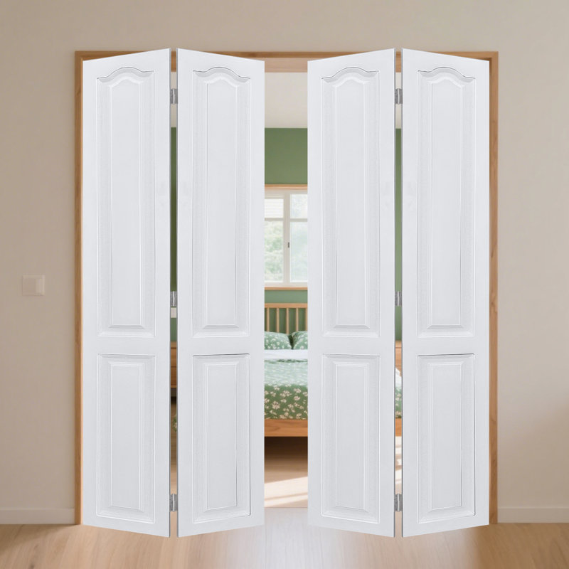 Porte moderne à double commande numérique par ordinateur. Porte pliante en vinyle à noyau solide avec quincaillerie