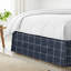 Shay Window Pane Dark Denim Cotton Bedskirt-1807072811-1807072810