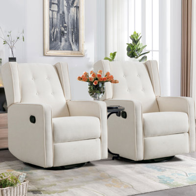 Fauteuil inclinable manuel oscillant et oscillant de 29,1 po de largeur avec dossier à oreilles (ensemble de 2)