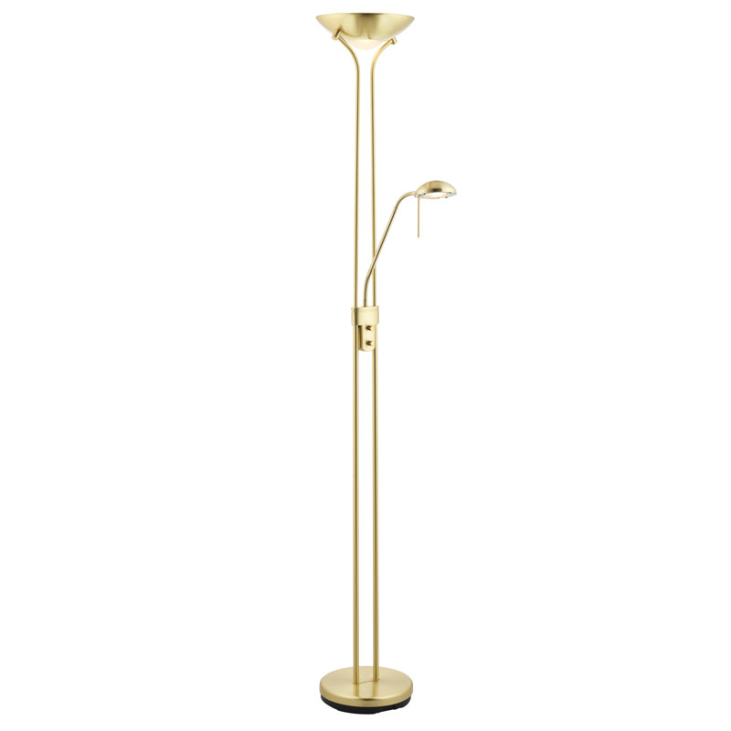 Charlie 180cm Uplighter Floor Lamp, Satin Brass