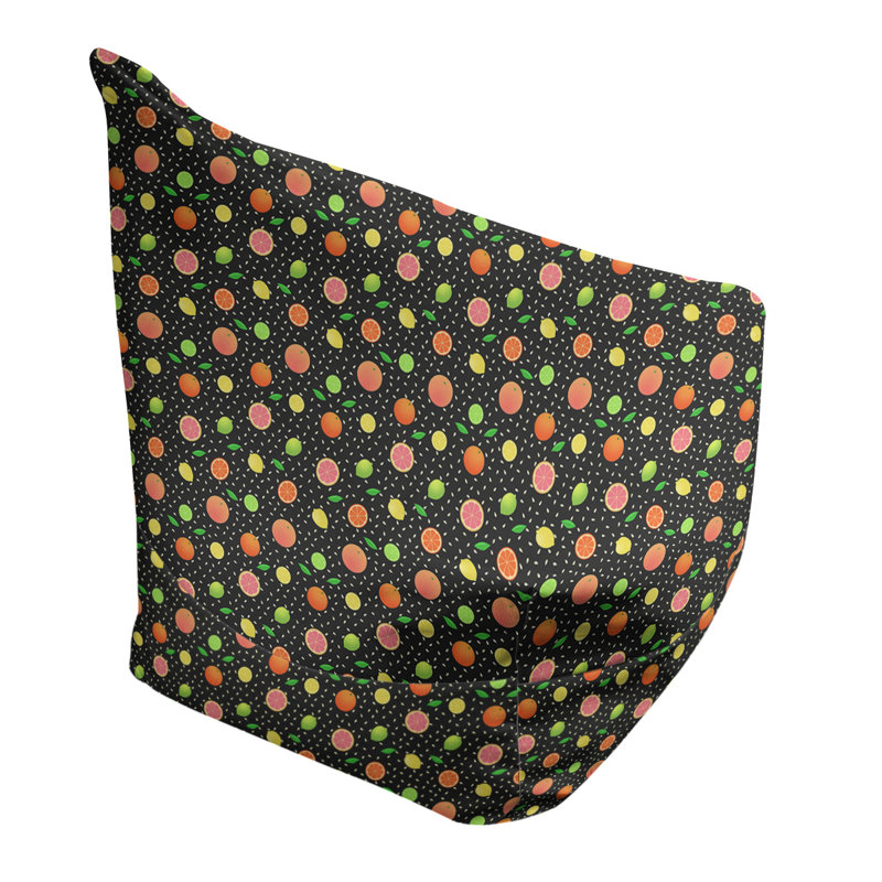 Sac de pois Leffel, H 27 po x l 30 po x P 25 po, Housse de pouf, Noir / orange / rose