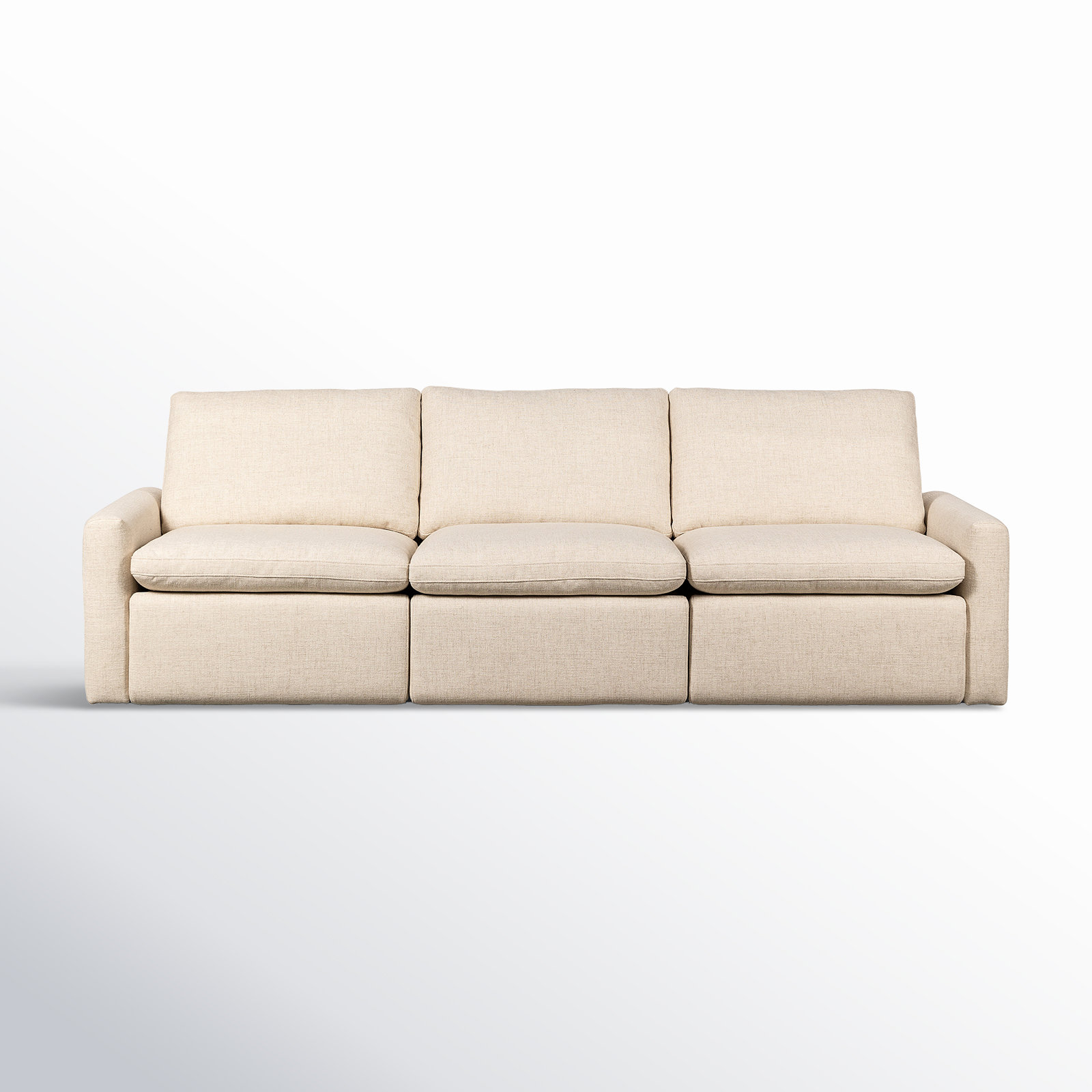 Downing 111" Genuine Leather Reclining Sofa, Antigo Natural Performance Weave