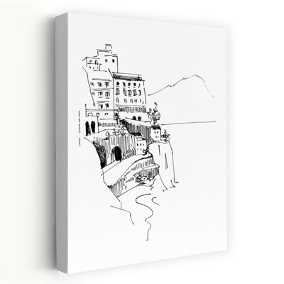 «Italian Coastal Village», art contemporain abstrait d'art mural côtier
