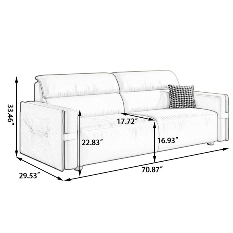 Coussin convertible 70,87 po en polyester brun, 33.46"H x 70.87"L x 29.53"W