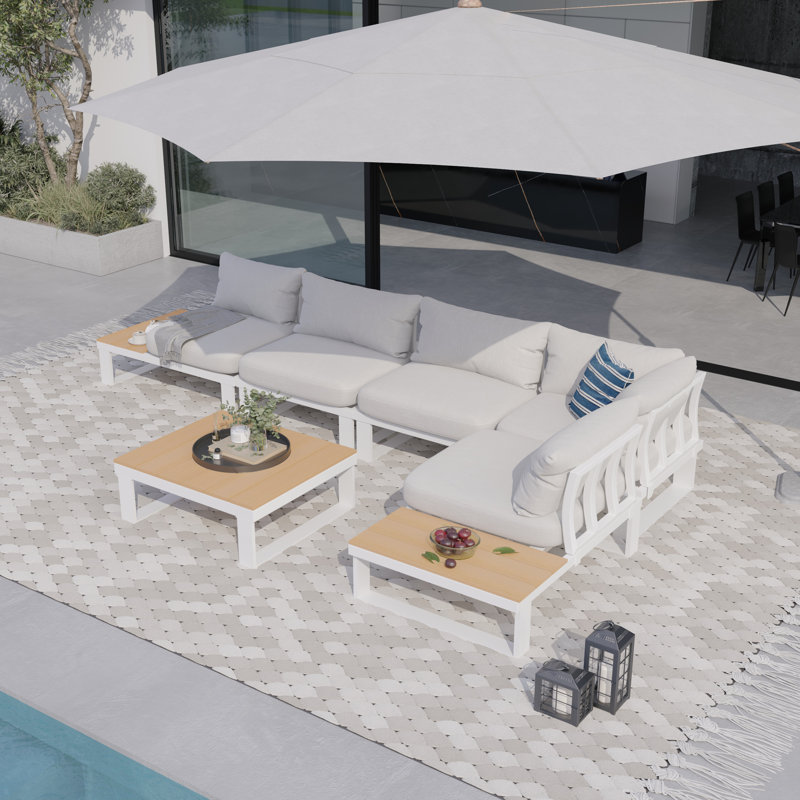 Ensemble de conversation en aluminium pour patio, Blanc