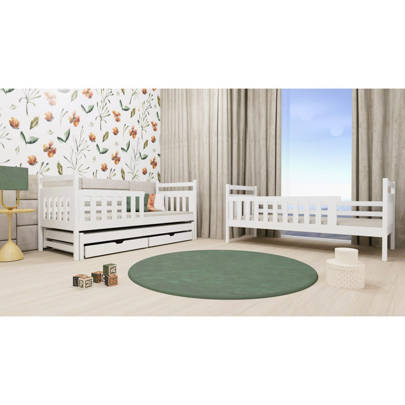 Tequesta Bunk Bed House Beds with Storage Included with Trundle Included, White