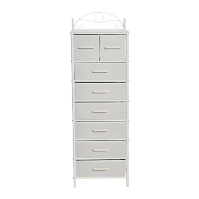 Scandinavian White Iron & Wood Tower Dresser