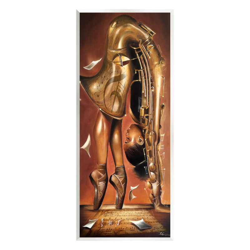 Art sur plaque de composition de ballerine de saxophone surréaliste par Salaam Muhammad
