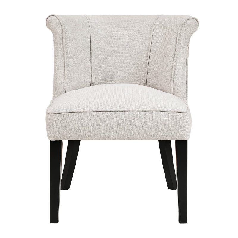 Chaise rembourrée texturée beige avec contreplaqué et assise en mousse de style moderne en bois foncé, Beige